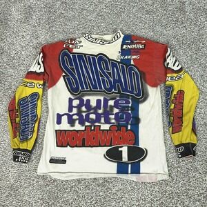 Vintage Sinisalo Motocross Jersey Mens XL Red Pure Moto Worldwide 90s Shirt Top